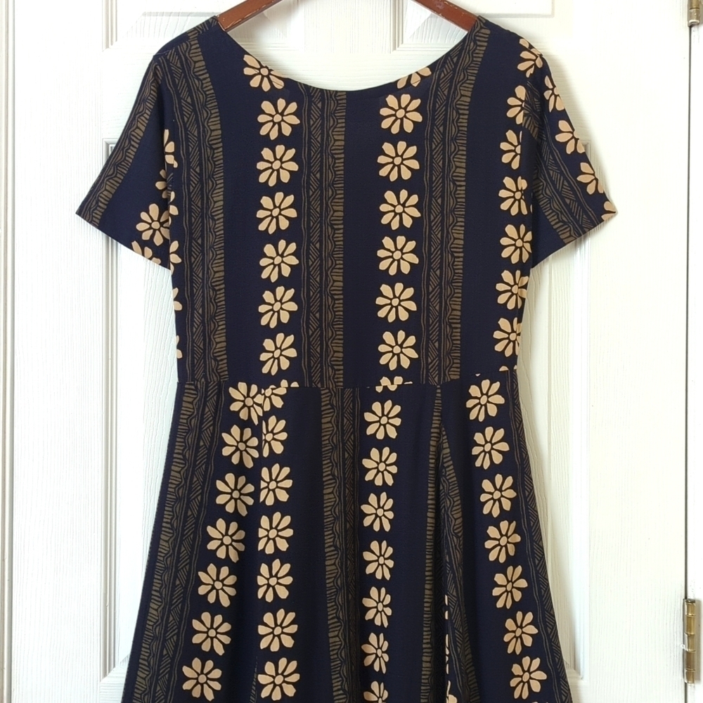 Passports of Pier 1 Imports 90s Vintage Bohemian Floral A-Line Midi Dress Navy S - Picture 10 of 11